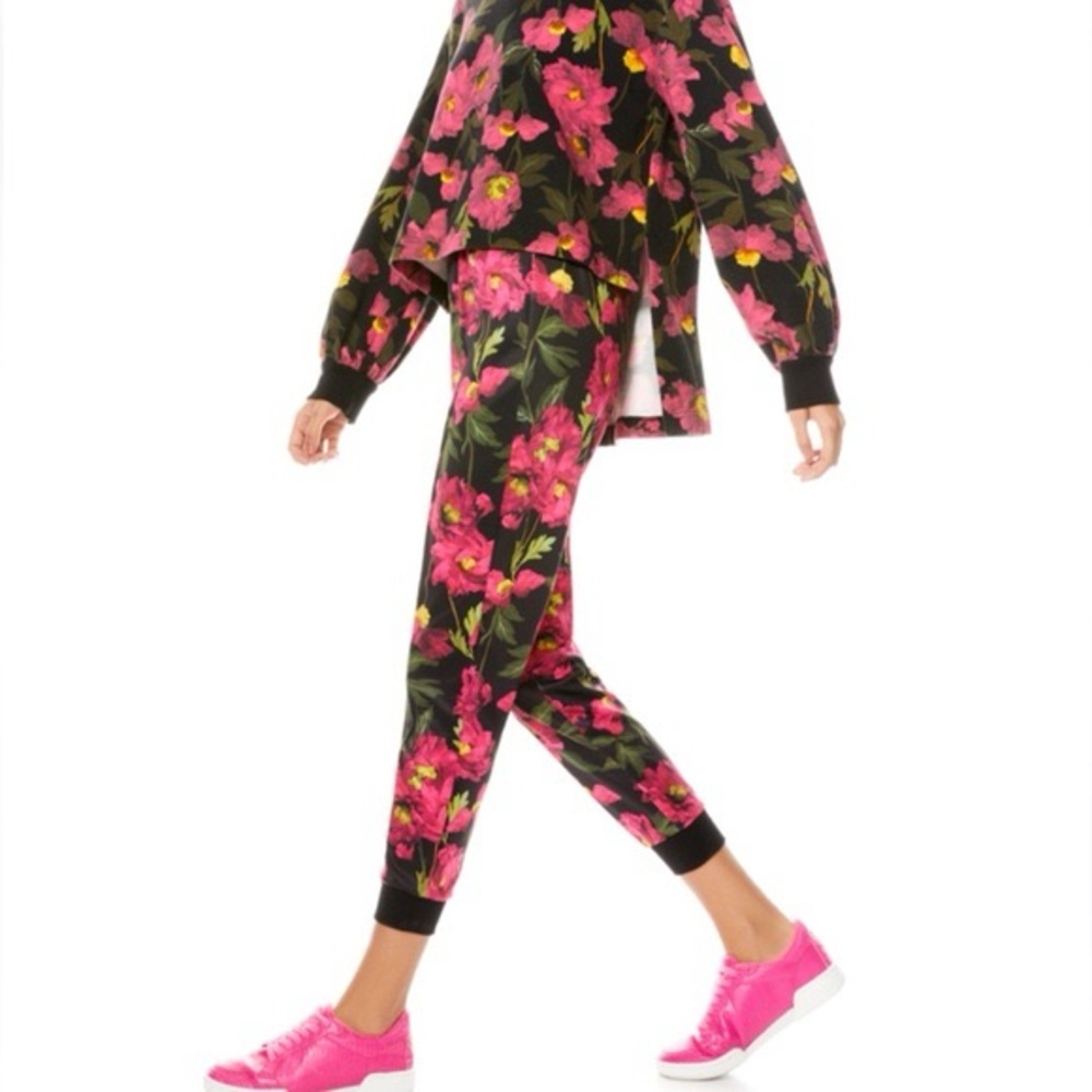 Floral Pink & Black Jogger Pants